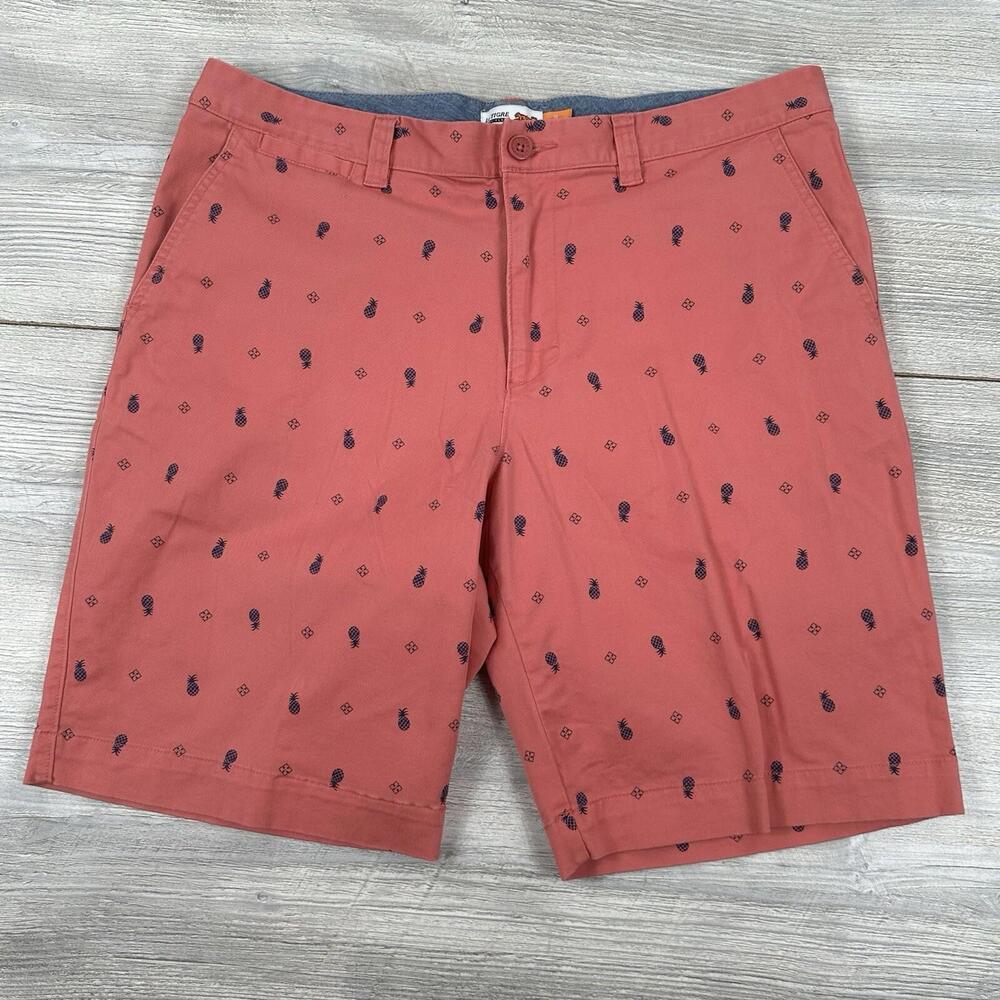 Le Tigre Shorts Mens 36 Pink Pineapple All Over Tri Flex Chino Cotton Spandex